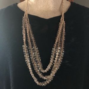 Chico’s brushed gold peach crystal necklace